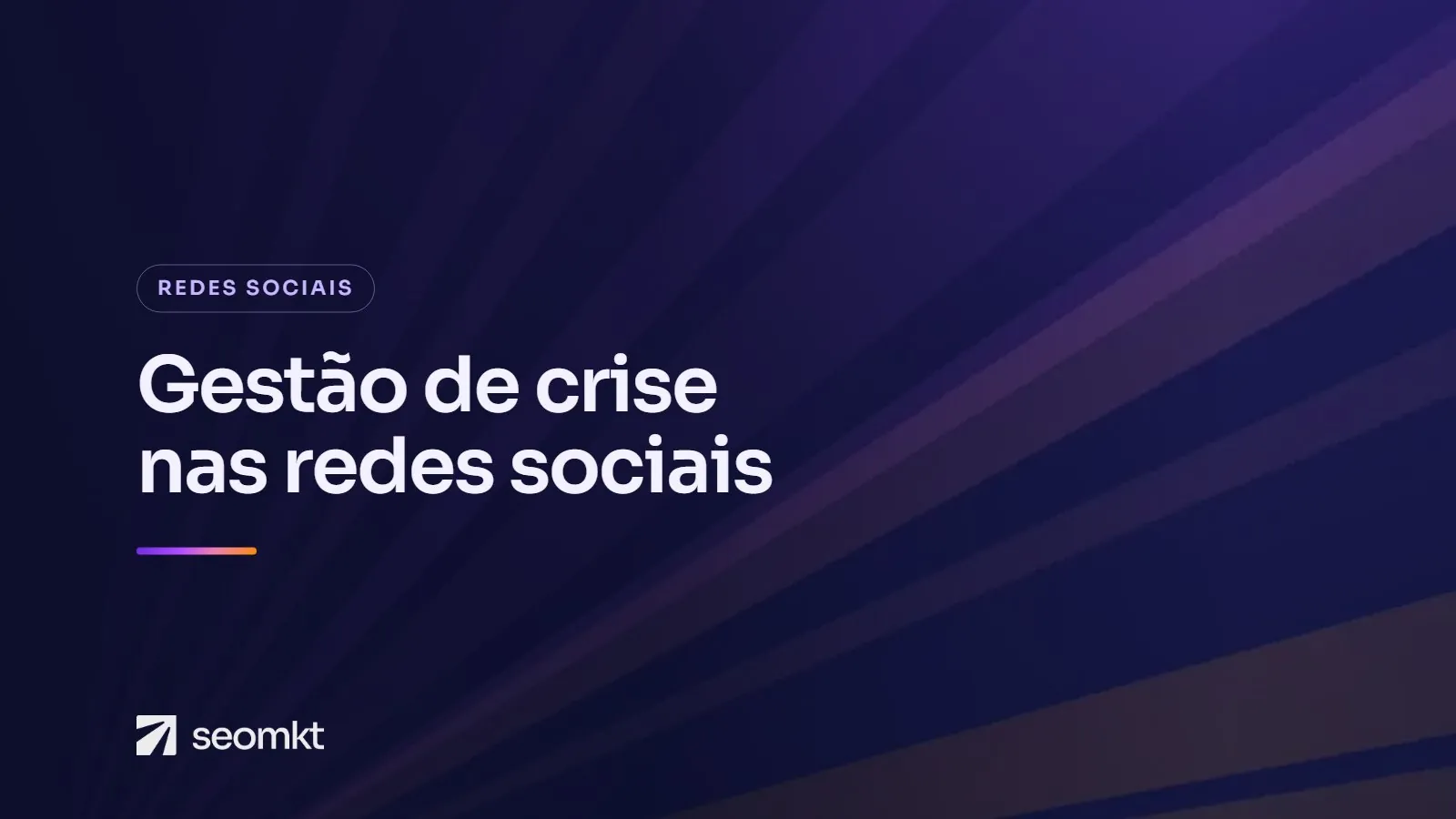 Capa do artigo "Gestão de crise nas redes sociais: como se preparar e como responder?", com o título em branco sobre fundo roxo com raios de luz