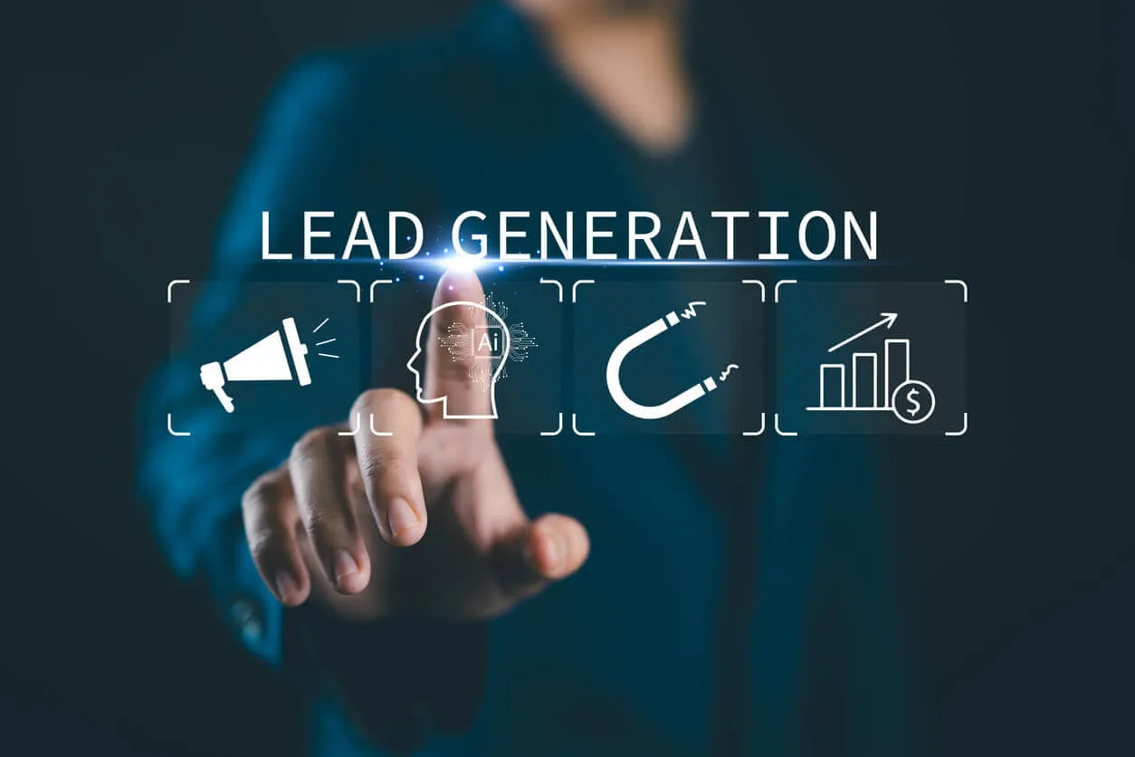 Geração de leads com inteligência artificial, marketing digital e estratégias de conversão para atrair potenciais clientes.